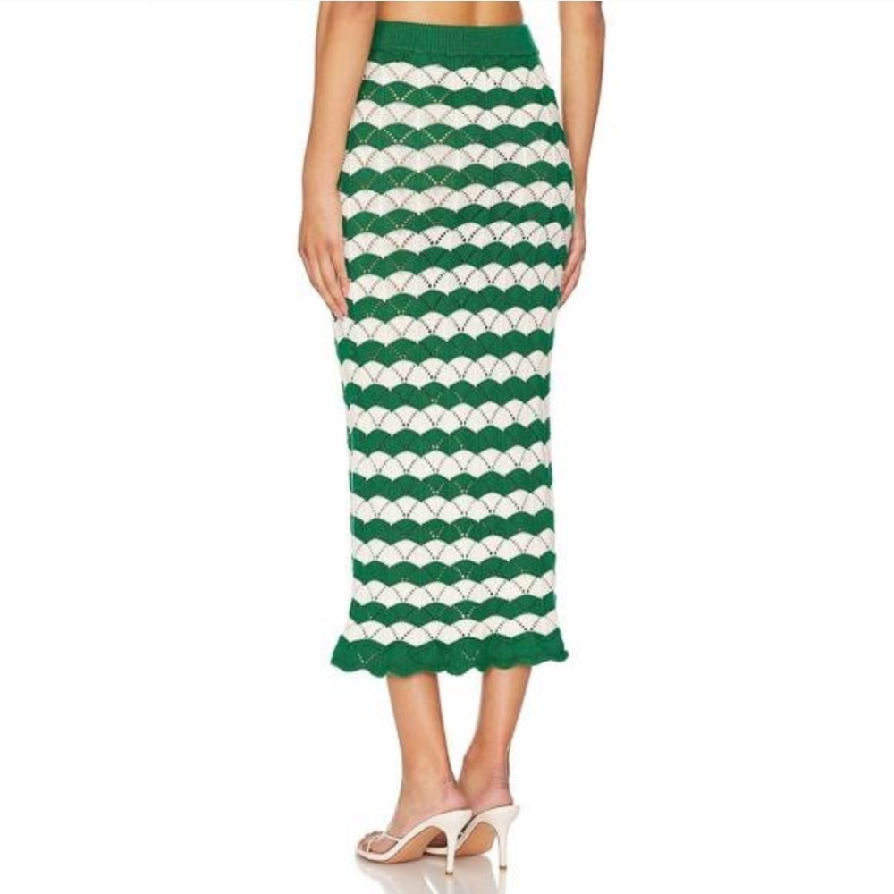 NEW MISA LOS ANGELES melina crochet midi skirt in emerald green - Picture 3 of 11